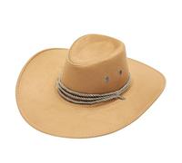 Clearance Cowboy Hat for Men Women Cowboy Felt Hat Wide Brim Durable Cowgirl Western Hat Adjustable Outdoor Hat Lightweight Travel Cap Large Sun Hat UK Khaki