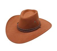 Clearance Cowboy Hat for Men Women Cowboy Felt Hat Wide Brim Durable Cowgirl Western Hat Adjustable Outdoor Hat Lightweight Travel Cap Large Sun Hat UK Brown