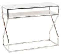 Clearance - Crossroad Console Table - White Marble Top - Chrome Frame