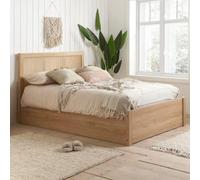 Clearance - Croxley Oak and Rattan 4ft 6in Double Ottoman Storage Bed - A234