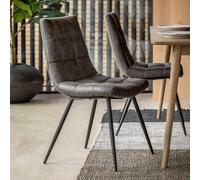 Clearance - Darwin Dining Chairs - Set of 2 - Grey Leather - A101