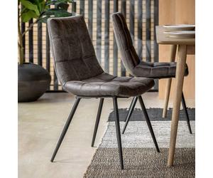 Clearance - Darwin Dining Chairs - Set of 2 - Grey Leather - A101