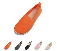 Clearance Espadrilles Flats for Women Wide Width Size 6 Ladies Ballet Flats Slip on Round Toe Work Shoes Knit Low Top Flat Dress Shoe Pumps Orange Footwears