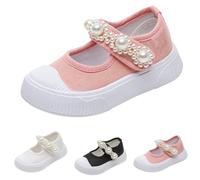 Clearance Girls Canvas Shoes Size 7.5 School Canvas Sneakers Pumps Trainers Plimsolls Pearl Flats Mary Jane Shoes for Infant/Toddler/Little/Big Kid Sale #001_Pink