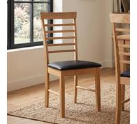Clearance - Hanover Dining Chair - Set of 2 - Ladder Back - Natural and Black - Light Oak and Faux Leather - FSS17526