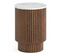 Clearance - Harvard Round Fluted Side Table with White Marble Top - A363