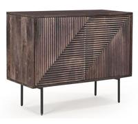Clearance - Highgrove Fluted 2 Door Sideboard in Walnut Finished Mango Wood - Brand New Item