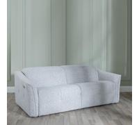 Clearance - Inca Light Grey Teddy Fabric 3 Seater Electric Recliner Sofa