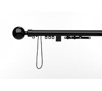 CLEARANCE Integra Glyda GLOSS BLACK, Corded metal corded curtain poles, 1 single piece pole, 28mm (240 cm)