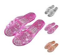 Clearance Jelly Crystal Clear Shower Shoes Slippers for Women Size 5.5 Transparent Bathroom Sliders Flat Sandals Slip on Summer Open Toe Beach Sandals Slippers Red Footwears