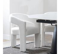 Clearance - Kiefer Dining Armchair - Cream Boucle Fabric