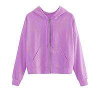 clearance longline hoodie for women Solid Tops Pocket Zipper Women Hooded Long Sweatshirt Casual Sleeve past orders 2024 my account women tops and blouses sale Purple