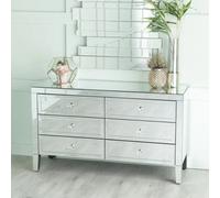 Clearance - Lucia Wide Chest - 6 Drawer - Mirrored