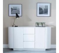 Clearance - Luxor White Marble Effect 2 Door Curved Fluted Sideboard - 160cm