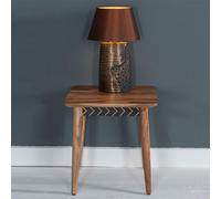 Clearance - Luxuria End Table - Square - Sheesham Wood - Black Geometric Trim