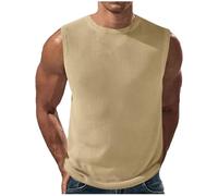 Clearance Men Ribbed Tank Tops Sleeveless Vests Cotton Gym Top Solid Color T Shirt Athletic Sports Undershirt Bodybuilding Muscle Vest Training Running Top Lightweight Fitness Vest Tee S-3XL