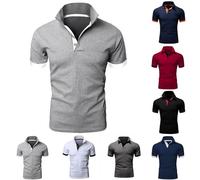 Clearance Men's Colorblock Shirts UK Short Sleeve Gym Tops Business Casual Top Work Office Pullover Summer Casual T-Shirts Breathable Sportswear Athletic Shirts Gym Clothes for Workouts