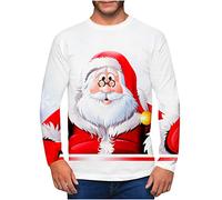 Clearance Men's Merry Christmas Jumper, Xmas Sweatshirt Santa Claus Novelty Pullover Snowman Sweater Top Long Sleeves Crew Neck Jumpers Adult Christmas Sweatshirt Boys Festive Santa Tops S-5XL