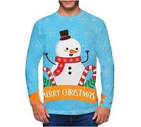 Clearance Men's Merry Christmas Jumper, Xmas Sweatshirt Santa Claus Novelty Pullover Snowman Sweater Top Long Sleeves Crew Neck Jumpers Adult Christmas Sweatshirt Boys Festive Santa Tops S-5XL