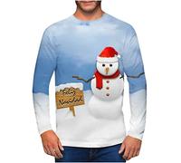 Clearance Men's Merry Christmas Jumper, Xmas Sweatshirt Santa Claus Novelty Pullover Snowman Sweater Top Long Sleeves Crew Neck Jumpers Adult Christmas Sweatshirt Boys Festive Santa Tops S-5XL