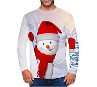 Clearance Men's Merry Christmas Jumper, Xmas Sweatshirt Santa Claus Novelty Pullover Snowman Sweater Top Long Sleeves Crew Neck Jumpers Adult Christmas Sweatshirt Boys Festive Santa Tops S-5XL