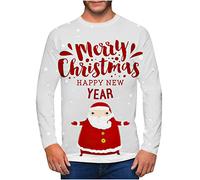 Clearance Men's Merry Christmas Jumper, Xmas Sweatshirt Santa Claus Novelty Pullover Snowman Sweater Top Long Sleeves Crew Neck Jumpers Adult Christmas Sweatshirt Boys Festive Santa Tops S-5XL