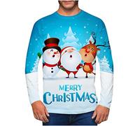 Clearance Men's Merry Christmas Jumper, Xmas Sweatshirt Santa Claus Novelty Pullover Snowman Sweater Top Long Sleeves Crew Neck Jumpers Adult Christmas Sweatshirt Boys Festive Santa Tops S-5XL