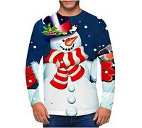 Clearance Men's Merry Christmas Jumper, Xmas Sweatshirt Santa Claus Novelty Pullover Snowman Sweater Top Long Sleeves Crew Neck Jumpers Adult Christmas Sweatshirt Boys Festive Santa Tops S-5XL