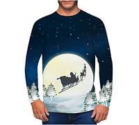 Clearance Men's Merry Christmas Jumper, Xmas Sweatshirt Santa Claus Novelty Pullover Snowman Sweater Top Long Sleeves Crew Neck Jumpers Adult Christmas Sweatshirt Boys Festive Santa Tops S-5XL