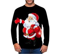 Clearance Men's Merry Christmas Jumper, Xmas Sweatshirt Santa Claus Novelty Pullover Snowman Sweater Top Long Sleeves Crew Neck Jumpers Adult Christmas Sweatshirt Boys Festive Santa Tops S-5XL