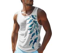 Clearance Mens Summer Tank Tops, Hawaiian Sleeveless T Shirts, 3D Printed Tank Tops, Round Neck Muscle Shirt, Holiday Beach Vest, Male Casual Loose Running Tops Lightweight Quick Drying Blouse