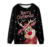 Clearance Men's Xmas Jumper, Ugly Christmas Sweatshirt 3D Printed Funny Pullover Reindeer Santa Claus Jumpers Crewneck Sweatshirts Unisex Pullover Causal Slim Fit Sweater Gifts for Men Women