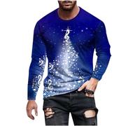 Clearance Mens Xmas Sweatshirt Christmas Jumper 3D Printed Novelty T-Shirt Christmas Tree Jumpers Long Sleeve Shirts Casual Crew Neck Tops Lightweight Cotton Pullover Slim Fit Pullover S-5XL