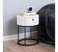 Clearance - Polo Bedside Table - 1 Drawer - Round - White Painted - FSS16523
