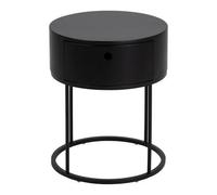 Clearance - Polo Black Round 1 Drawer Bedside Table - A359