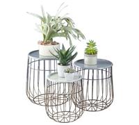 Clearance - Quinn Grey Metal Round Tables - Set of 3 - Brand New Item