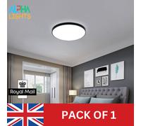Eglo Connect.z Smart Home LED Ceiling Light Fueva-Z, Ø 11 inches, Zigbee Bathroom Lighting, app and Voice Control, White tunable Lights (Warm - Cool White), Black, IP44