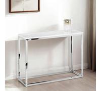 Clearance - Scala Console Table - 100cm - White Marble Effect and Chrome - A623