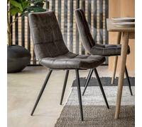 Clearance - Set of 2 Darwin Grey Leather Dining Chair - A101