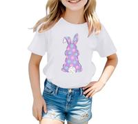 Clearance Shirts Long Sleeve Printed Summer T Shirt Kids Cute Easter Printed Short Sleeve Top for Girls Clearance Coats And Jackets Girl, white, 5-6 Years