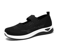 Clearance Size 6 Women's Knit Mary Jane Sneakers Trainers Arch Support Memory Foam Flats Walking Daily Office Shoes A2_Black