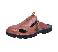 Clearance Size 9 Shoes Sandals Mules Clog for Men Leather Back Strap Backless Shoes Mules Outdoor Beach Summer Closed Toe Comfort Clogs Sandals 03_Brown