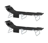 Clearance SoBuy Set of 2 Reclining Folding Chair Sunlounger,Black,OGS35-SCHx2,UK