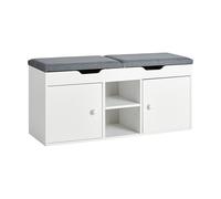 Shoe FSR96-W Rack Shoe Bench Shoe Cabinet with 2 Folding Padded Seats