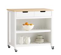 Sobuy Fkw74-Nw,kitchen Island On Wheels Trolley Storage Cart Free-Standing Unit Butchers Block