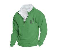 Clearance ST. Patrick's Day Men's Sweatshirt Leprechaun Shamrock Pullover Long Sleeve Quarter-Zip Blouse Irish Jumper Fleece Lined Sweat Tops Green Top Casual Thermal Sweaters Golf Hiking Shirts