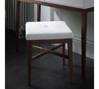 Clearance - Stratford Upholstered Stool - Off White and Walnut - B19
