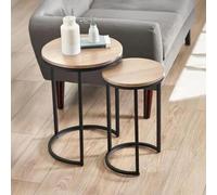 Clearance - Tribeca Oak Round Nest of 2 Tables - A324