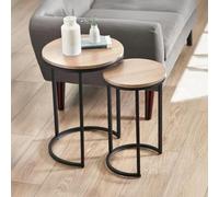 Clearance - Tribeca Oak Round Nest of 2 Tables - A329