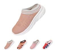 Clearance UK 3.5 Mules Backless Sneakers for Women Ladies Closed Toe Slippers Funny Print Summer Breathable Mesh Indoor Outdoor Shoes Casual Nurse Shoe Open Back Brown Footwear Gift Sale